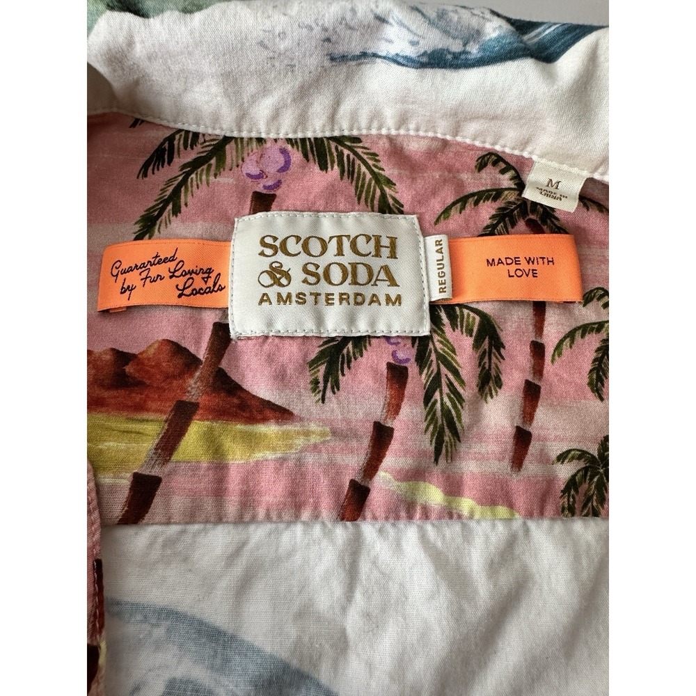 Scotch & Soda Shirt Men's Medium Short Sleeve Button Front Hawaiian Beach Resort - Picture 4 of 10
